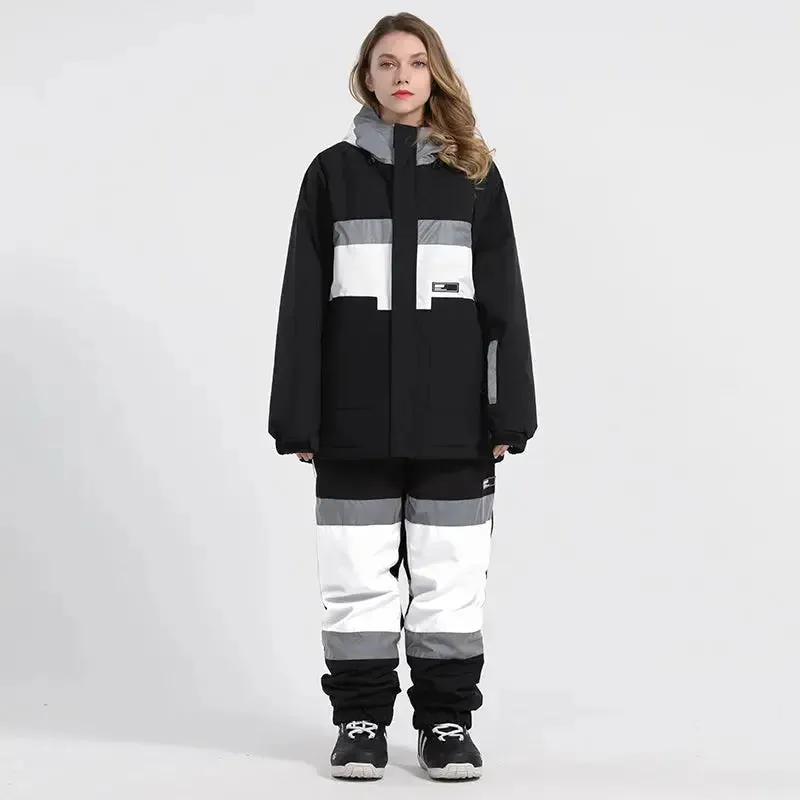 HOTIAN Couple Neon Glimmer Snow Jacket & Pants Set