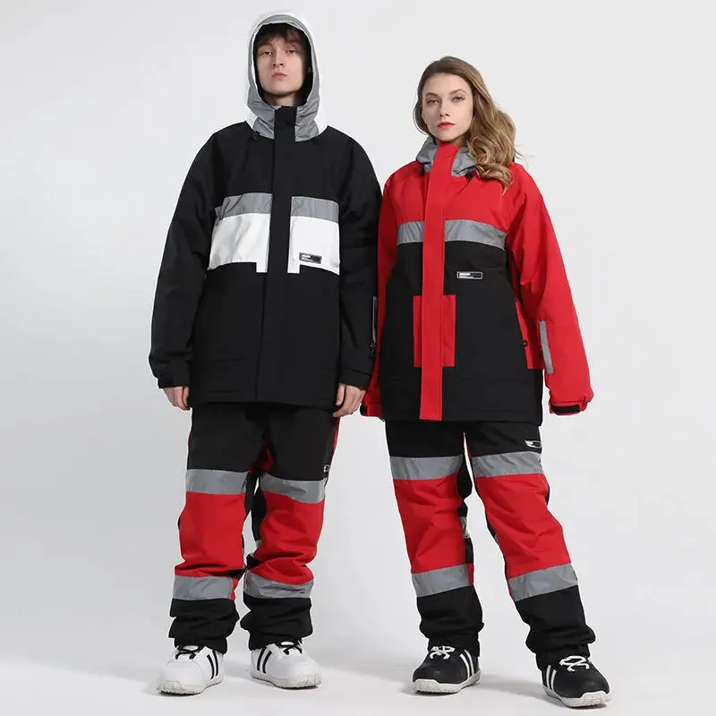 HOTIAN Couple Neon Glimmer Snow Jacket & Pants Set
