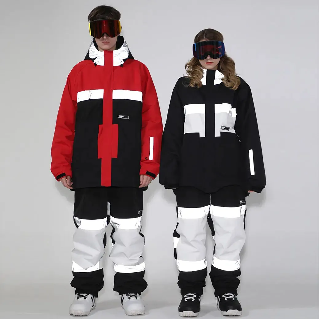 HOTIAN Couple Neon Glimmer Snow Jacket & Pants Set