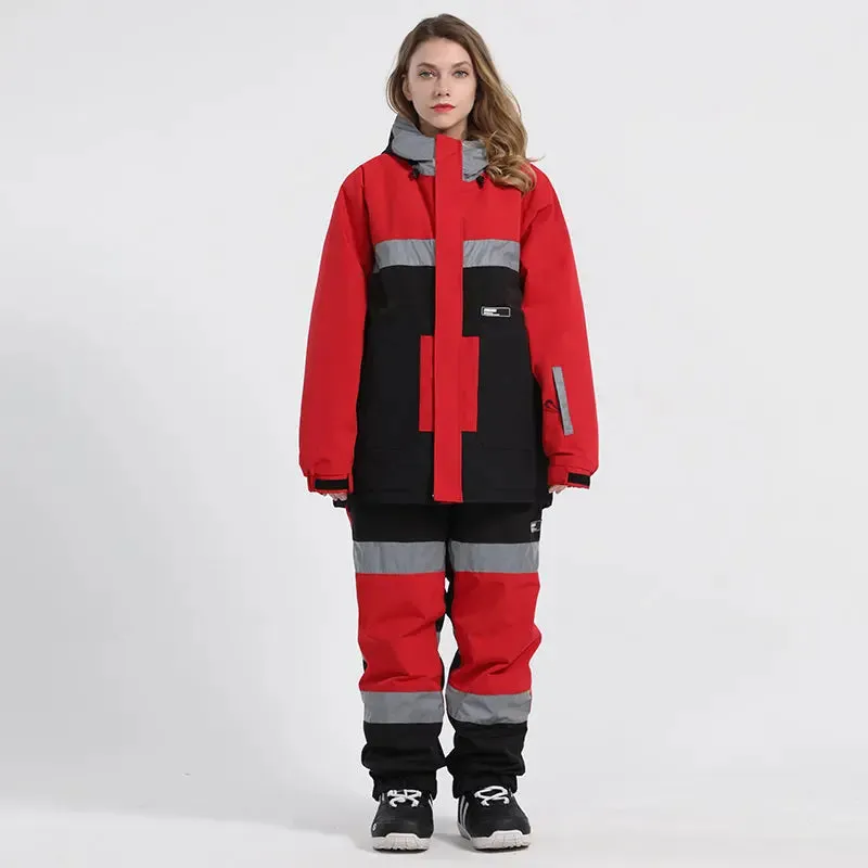HOTIAN Couple Neon Glimmer Snow Jacket & Pants Set