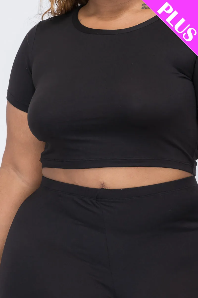 Plus Size Short Sleeve Crop Top & Shorts Set (CAPELLA)