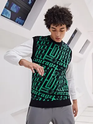 SHEIN Slogan print Neon Sweater Vests
