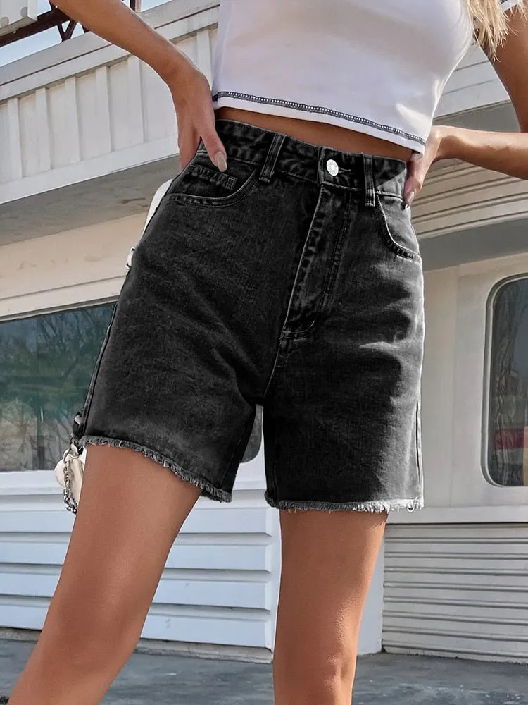 Summer High Waist Casual Chic Loose Jean Shorts