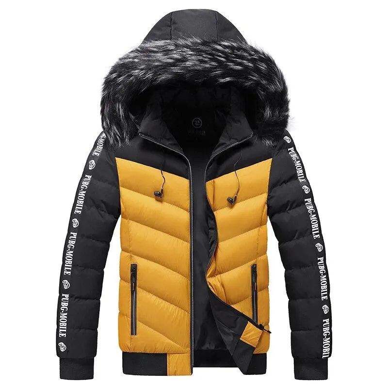 Waterproof Hooded Patchwork Fur Collar Parka Jacket
