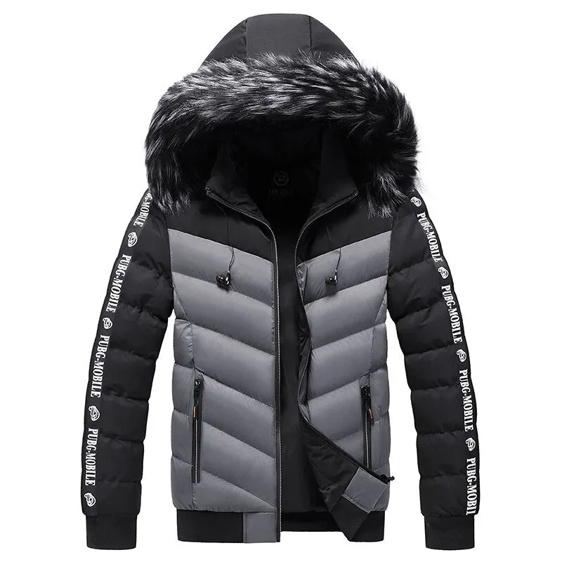 Waterproof Hooded Patchwork Fur Collar Parka Jacket