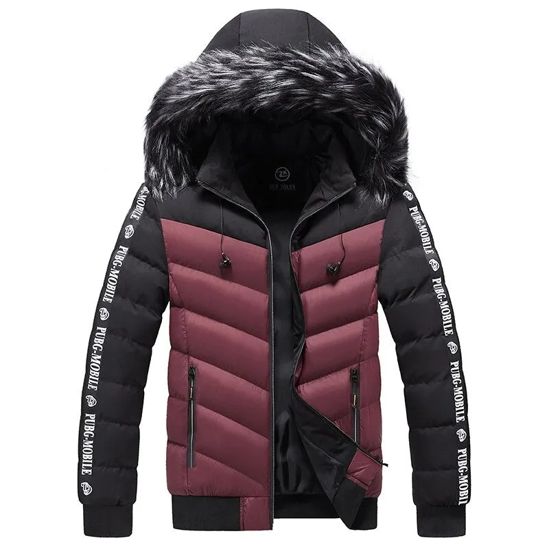 Waterproof Hooded Patchwork Fur Collar Parka Jacket