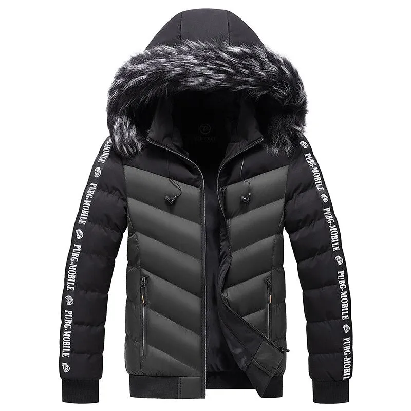 Waterproof Hooded Patchwork Fur Collar Parka Jacket