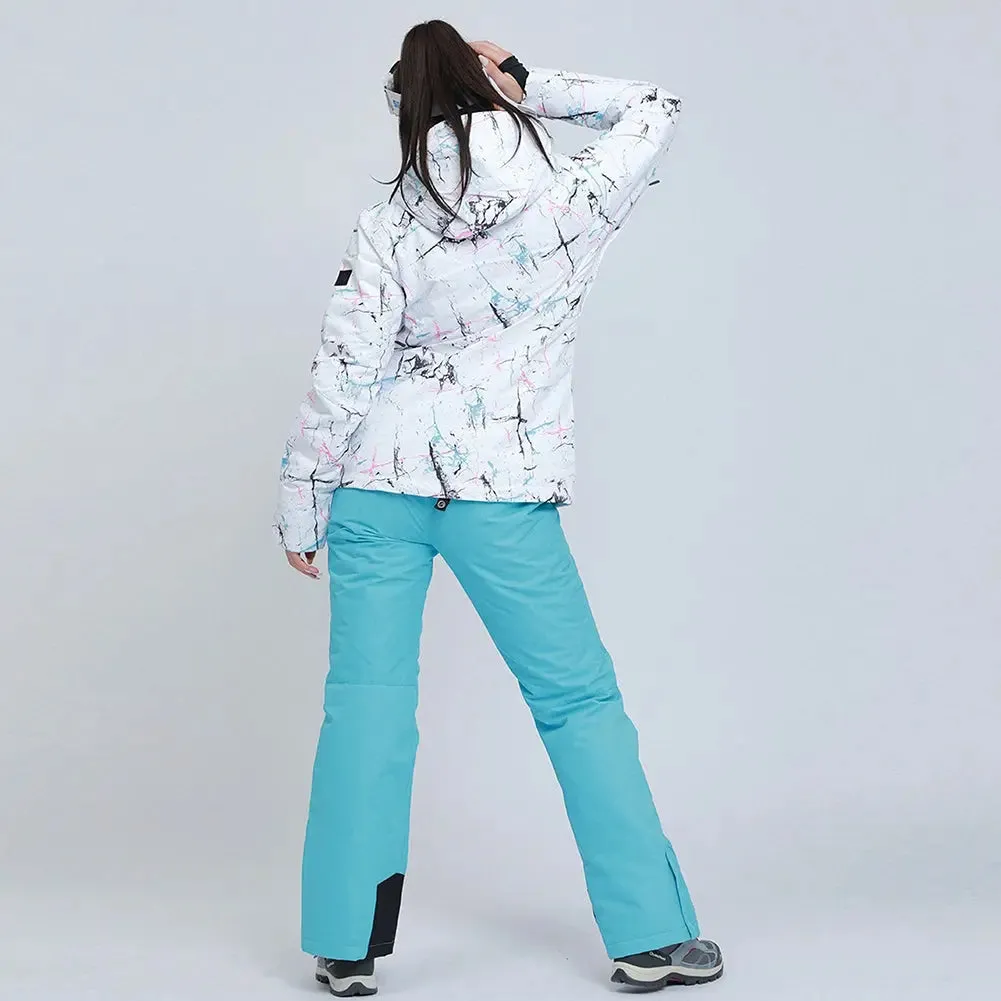 Women's Detachable Hat Ski Jacket and Pants Set